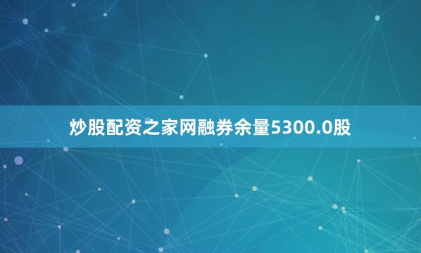 炒股配资之家网融券余量5300.0股